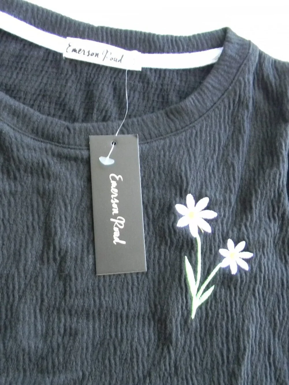 NWT EMERSON ROAD BLACK DAISY SHORT SLV SHORT PJ SET PAJAMA SZ S LOUNGE